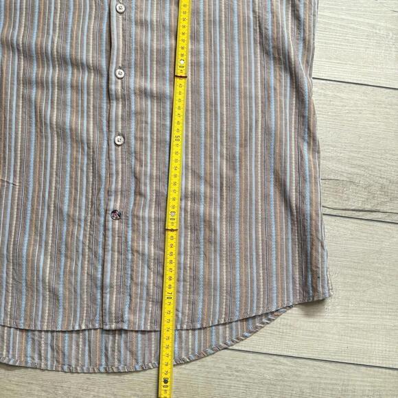 John Lennon Signature Striped Button-Up Shirt Mens L Multicolor Cotton Head Logo - Picture 5 of 9